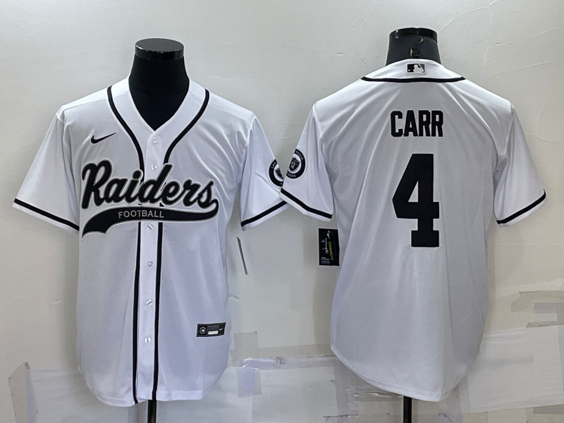 Men's Las Vegas Raiders #4 Derek Carr White Cool Base Stitched Baseball Jersey